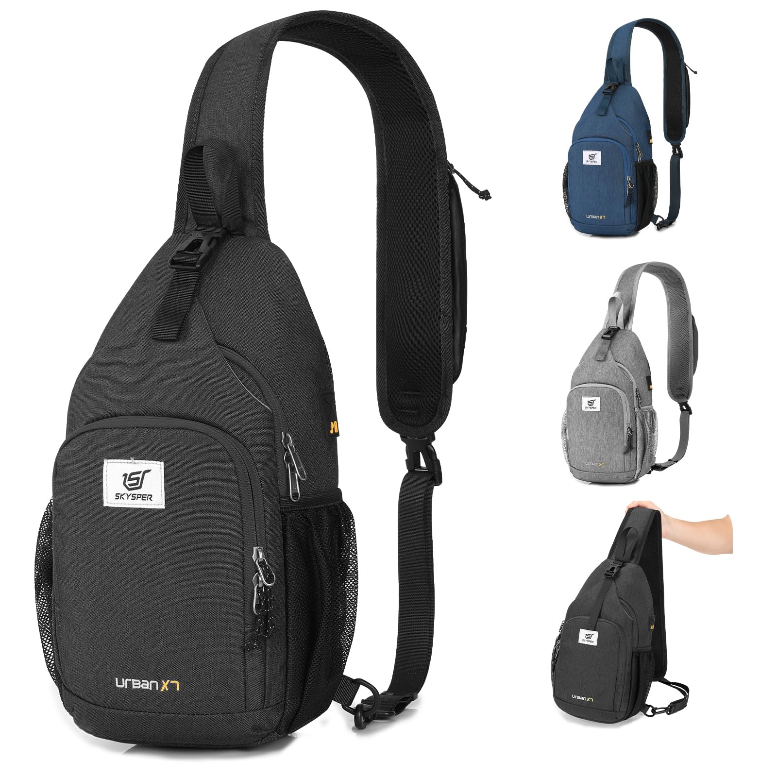 SKYSPER Anti Theft and Waterproof Travel Sling Bag for Men and Women - Small Hiking Crossbody Bag - Cross Chest Body Bac